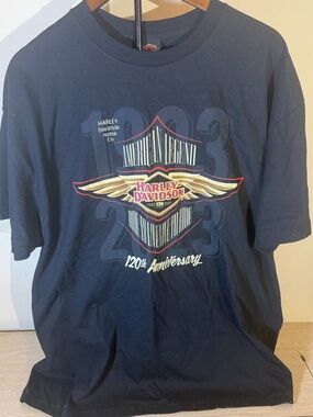 New Harley-Davidson Black Tee with Orange & White Logo